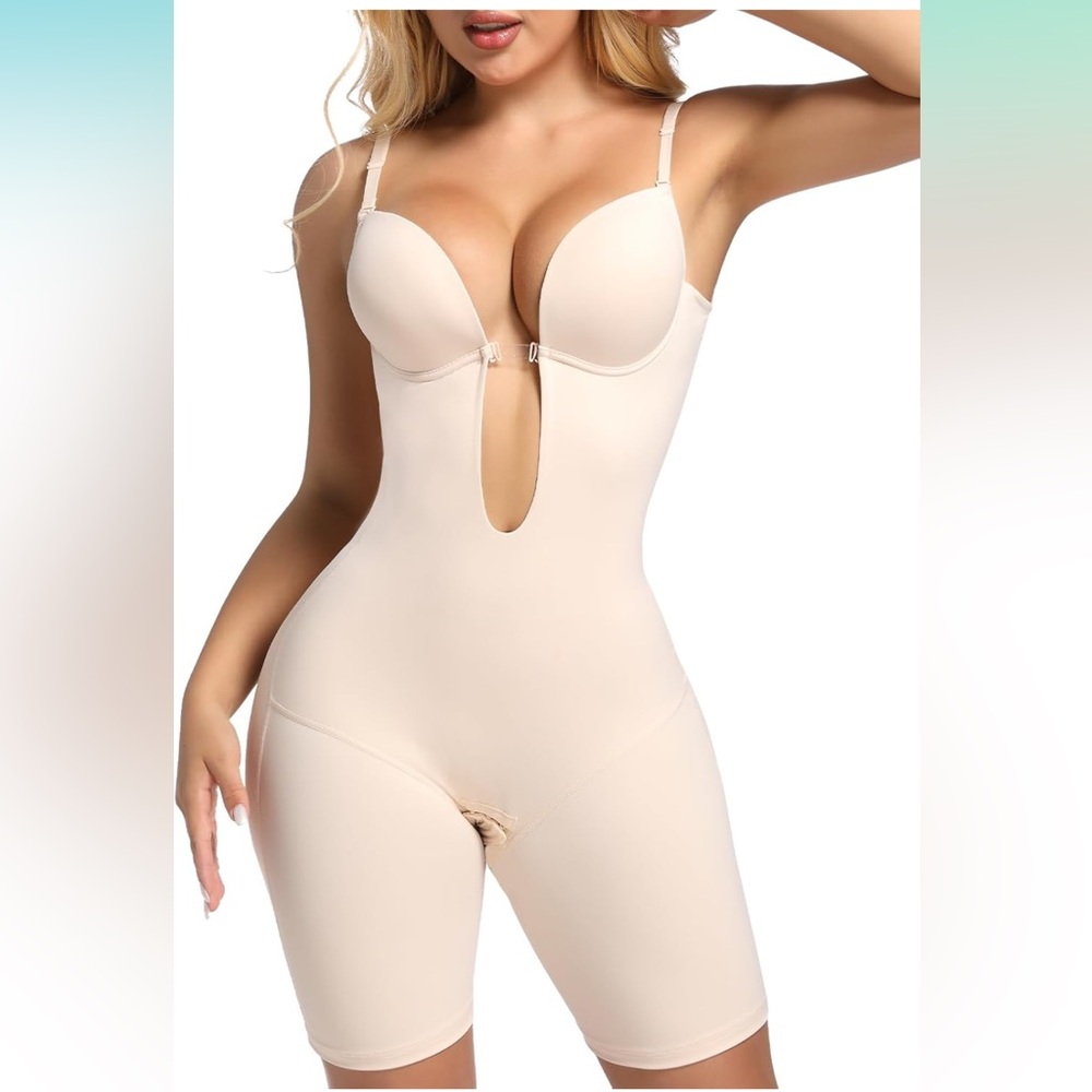 NIB Decorus Backless Plunge Shapewear -Full Body Tummy Control Built in Bra